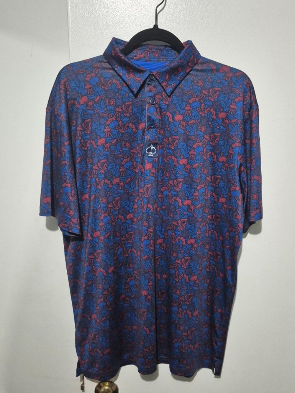 Pins & Aces Men's XL Golf Polo 4th of July USA Backyard BBQ Themed